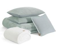 UGG Remina Comforter Set 5 Piece Bed in a Bag with Throw Blanket, Decorative Pillow, Shams, and Reversible Comforter Hypoallergenic Washable Luxury Fluffy Bedding Set, King, Blue Green Clear Creek