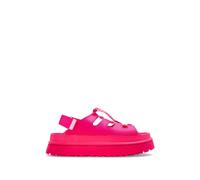 UGG® GoldenGlow Toggle Sandal in Deep Coral, Size 6, Polyester/Leather
