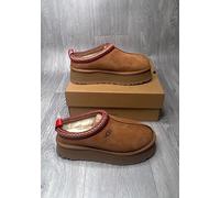 UGG TAZZ CHESTNUT SUEDE MULE PLATFORM SHOES WOMENS SLIPPERS NEW in box