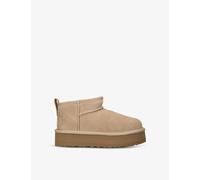 UGG UGG Classic Ultra Mini Logo-Patch Suede and Shearling Platform Ankle Boots 7-10 Years Tan Eur 33.5 /1.5 UK Adult