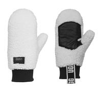 UGG Women's UGGFluff Logo Tape Mittens - Soft Polyester Body, Leather Palm Patch, Nimbus, S/M