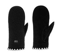 UGG Women's UGGFluff Scalloped Mittens - Genuine Leather Shell, Black, L/XL