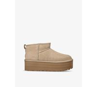 Ugg Womens Beige Classic Ultra Mini Suede and Shearling Platform Ankle Boots Eur 36 / 3 Uk Women