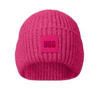 UGG Women's Chunky Rib Beanie Logo, Chroma Pink, One Size