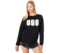 UGG Women's Madeline Fuzzy Logo Crewneck Pullover Sweater, Black Cream, XL UK