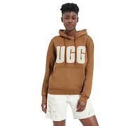 UGG Women's Rey UGGfluff Logo Hoodie Fleece, Chestnut/Plaster, S