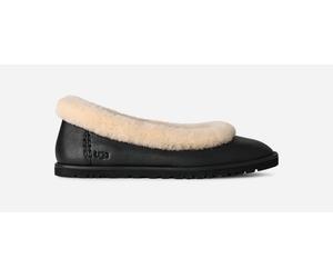 UGG® Zora Leather Ballet Flat in Black, Size 6