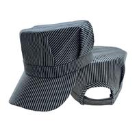 UGKIamous Train Conductor Hat Railroad Engineer Hat Suitable for Matching Denim Overalls for Men and Women, Blue and White, One size