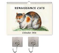 Ugly Cats In Renaissance Paintings 2026 Calendar, 12 Month Medieval Cat Art Wall Calendar, Funny Weird Cat Illustrations Planner, Vintage Home Office Decor, Creative Gag Gift (1pc)