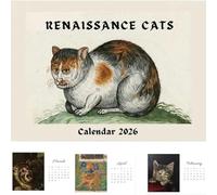 Ugly Cats In Renaissance Paintings 2026 Calendar - 12 Month Medieval Cat Art Wall Calendar, Funny Weird Cat Illustrations for Home & Office, Unique Gift for Cat Lovers (1 PC)