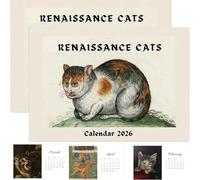 Ugly Cats In Renaissance Paintings 2026 Calendar - 12 Month Medieval Cat Art Wall Calendar, Funny Weird Cat Illustrations for Home & Office, Unique Gift for Cat Lovers (2 PCS)