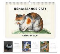 Ugly Cats In Renaissance Paintings 2026 Calendar, 12 Monthly Medieval Ugly Cats in Art Paintings, Medieval Cat Hanging Renaissance, Unique Gift for CatLovers & Humor Fans (1pc)