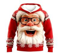 Ugly Christmas Hoodies for Men UK Oversized Novelty Santa Claus 3D Printed Graphic Hooded Sweatshirts Xmas Warm Long Sleeve Jumpers Comfy Winter Holiday Mans Tops (a11-Red, XL)