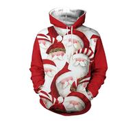 Ugly Christmas Jumper 3D Printed Xmas Pullover Sweatshirt Funny Long Sleeve Sweater T-Shirt for Men Unisex Sweatshirts Plain Gym Casual Jumper Leisure Workwear Sweater Sports Father Xmas (White,L)