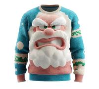 Ugly Christmas Jumper 3D Printed Xmas Pullover Sweatshirt Funny Long Sleeve Sweater T-Shirt for Men Causal Loose Blouse Comfortable Sweater Xmas Hoodies for Men (Sky Blue,M)
