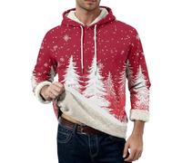ugly christmas jumper, knitted jumper mens, mens clothing, Heavyweight fleece-lined Hooded Pullover Sweater Sweatshirt
