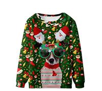 Ugly Christmas Jumper Men Funny Novelty Santa Xmas Jumper Long Sleeve Round Neck Pullover Regular Fit 3D Print Sweatshirt Without Hood Casual Mens Christmas Sweater XS-5XL