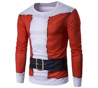 Ugly Christmas Jumper Sweater for Men UK Clearance Long Sleeve Xmas Pullover Novelty 3D Graphic Sweatshirts Round Neck Snowflake Santa Claus Printed Knitwear Sweaters Blouses Vacation Tops