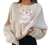Ugly Christmas Jumper Sweatshirts for Women elk Printed tee Tops Blouse Blouse Coats for Women UK Womens Christmas Tops Wedding Jackets and Boleros White Bolero Funny Jumper