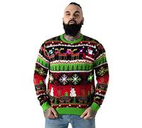 Ugly Christmas Jumper, Unisex Funny Chunky Fair Isle Knitted Festive Pullover for Party Drive My Sleigh Tonight