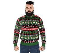 Ugly Christmas Jumper, Unisex Funny Chunky Fair Isle Knitted Festive Pullover for Party Get Your Fairisle Freak On