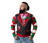 Ugly Christmas Jumper, Unisex Funny Chunky Fair Isle Knitted Festive Pullover for Party Posh Totty