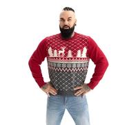 Ugly Christmas Jumper, Unisex Funny Chunky Fair Isle Knitted Festive Pullover for Party The Style Standard Red L