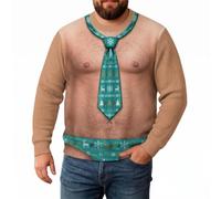 Ugly Christmas Jumpers for Adults 3D Print Hairy Chest Christmas Jumpers | Unisex Hairy Body Custom Funny Ugly Sweatshirt Holiday Office Party Crewneck Sweatshirts Mens xmas gifts