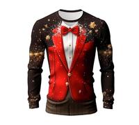 Ugly Christmas Jumpers for Men 3D Christmas Printed Jumper Long Sleeve Oversized Sweatshirt Tops Novelty Xmas Snowflakes Graphic Casual Round Neck Pullover T Shirt Holiday Festival Clothes Tees S-5XL