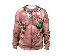 Ugly Christmas Jumpers for Women and Men Funny Novelty Santa Xmas Jumper No Hood 3D Print Snowman Sweatshirt Long Sleeve Pullover Christmas T-Shirt UK Clearance