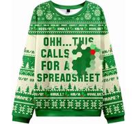 Ugly Christmas Jumpers for Women Ohh This Calls X for A Spreadsheet Print Sweaters Ladies Excel Christmas Jumper Funny Casual Crew Neck Sweater Snowflakes Knitted Xmas Sweatshirt Festive Outfit