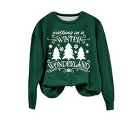 Ugly Christmas Jumpers Walking In A Winter Wonderland Womens Pullover Long Sleeve Ladies Xmas Jumpers Womens T-Shirts Oversized Women's Tunic Tops Women's Sweatshirts Women's Blouses