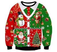 Ugly Christmas Men's Round Neck Sweatshirt, Hoodie, Long Sleeves, Casual, Pullover, Chic and Elegant, Loose, Funny, Christmas, Sportwear Print, Autumn, Winter, Large Size, Party Sweatshirt