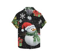 Ugly Christmas Shirt for Men Christmas Printed Shirts Oversized Short Sleeve Button Dwon Lapel Blouse Novelty Xmas Santa Claus Graphic Blouses Winter Funny Tshirt Holiday Festival Clothes Tees M-4XL
