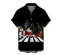 Ugly Christmas Shirts for Men Relaxed-Fit Short Sleeve Button Down Vacation Bowling Shirts Funny Santa Claus Print Holiday T Shirts Tops Christmas Sweatshirts Holiday Blouses