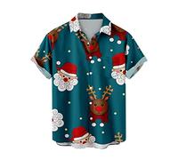 Ugly Christmas Shirts for Men Relaxed-Fit Short Sleeve Button Down Vacation Bowling Shirts Funny Santa Claus Print Holiday T Shirts Tops Christmas Sweatshirts Holiday Blouses