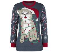 Ugly Christmas Sweater Cat Wrapped In Lights Christmas jumper multicolour S