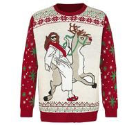 Ugly Christmas Sweater Jesus Riding Reindeer Christmas jumper multicolour M