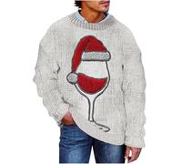 Ugly Christmas Sweater Men Funny Knitted Jumpers Xmas Sweaters Long Sleeve Warm Pullover Christmas Sweatshirts Novelty Christmas Christmas Tree Print Tops Vintage Jumper Round Neck Casual Blouse