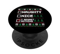 Ugly Christmas Sweater Naughty Nice I Regret Nothing Pixel PopSockets Adhesive PopGrip