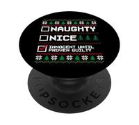 Ugly Christmas Sweater Naughty Nice Innocent Until Guilty PopSockets Adhesive PopGrip