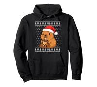 Ugly Christmas Sweaters Cute Capybara Bubble Tea Boba Xmas Pullover Hoodie