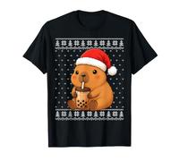 Ugly Christmas Sweaters Cute Capybara Bubble Tea Boba Xmas T-Shirt