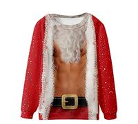 Ugly Christmas Sweatshirt for Men UK Clearance 3D Printed Pullover Long Sleeve Xmas Jumper Crewneck Sweatshirts Casual Blouse Slim Fit Sweater Funny Patterns Pullover Happy Holidays Clothing XS-5XL
