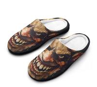 Ugly Demon Slippers Women Winter Warm Cotton Hotel Slippers Anti-Slip Indoor Slip-Ons House Shoes 7-8(39-40