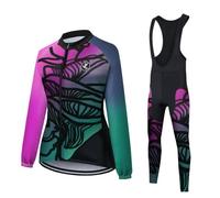 UGLY FROG 25NvZR Winter Thermal Fleece Lining Women's Cycling Jersey Cycling Clothing Set Jersey Long Sleeve & Cycling Shorts with 20D Seat Padding MTB Cycling Suit with 3 Pockets