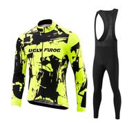 UGLY FROG Men's Thermodream Cycling Suit Thermal, Windproof, Super Roubaix Cycle Clothing Set, Long Sleeve Jersey, 3D Padded Bib Tight for Bicycle Riding