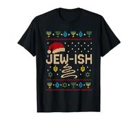 Ugly Hanukkah Sweater Jew-ish Santa hat Merry Christmas T-Shirt