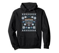 Ugly Hanukkah Sweater Menorah Pattern Design Pullover Hoodie