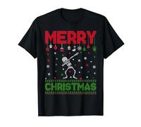 Ugly Holiday Sweater Xmas Funny Dabbing Skeleton Graphic T-Shirt